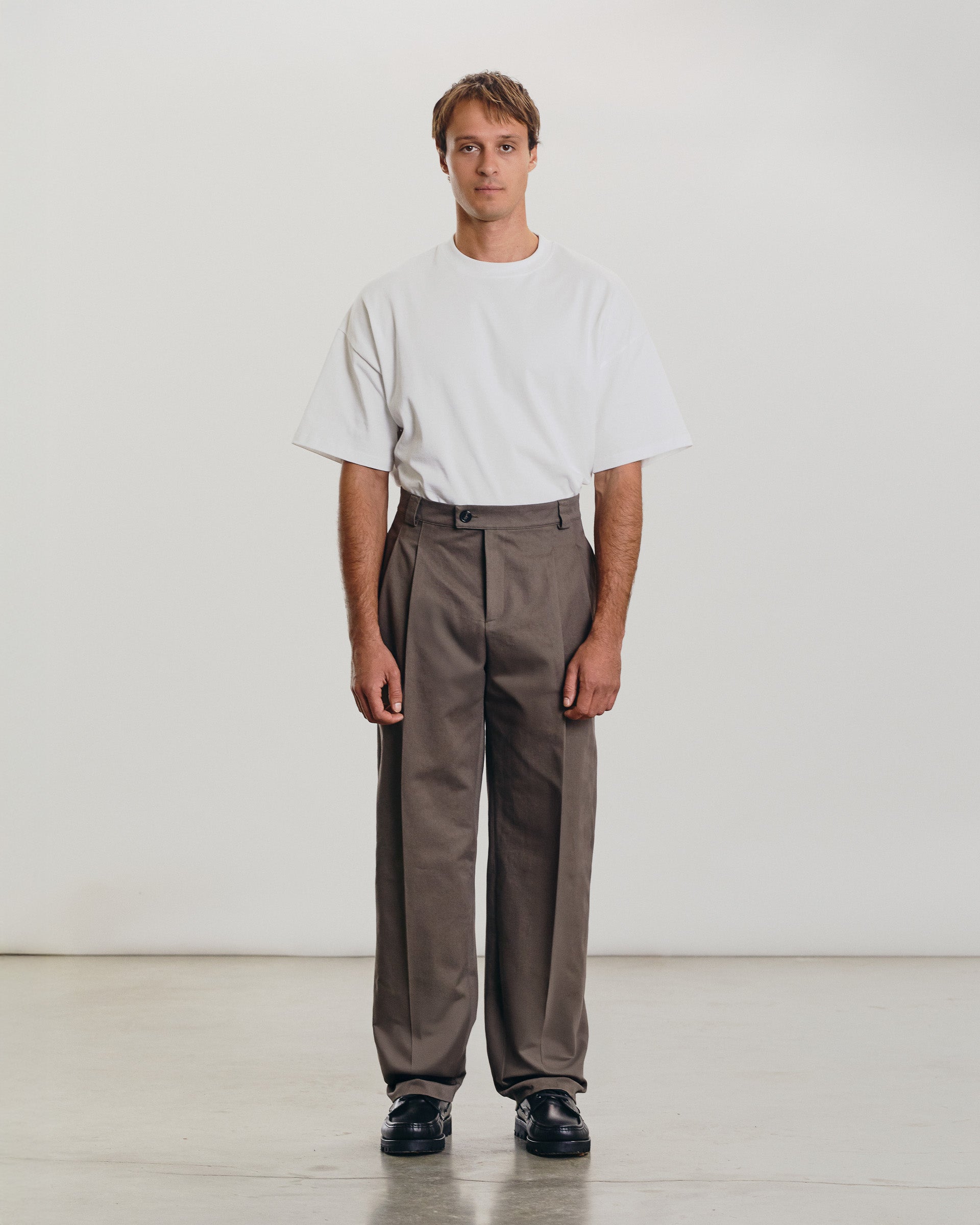 Pants Two Pleats - cotton - Tabacco - made in France – COLTESSE