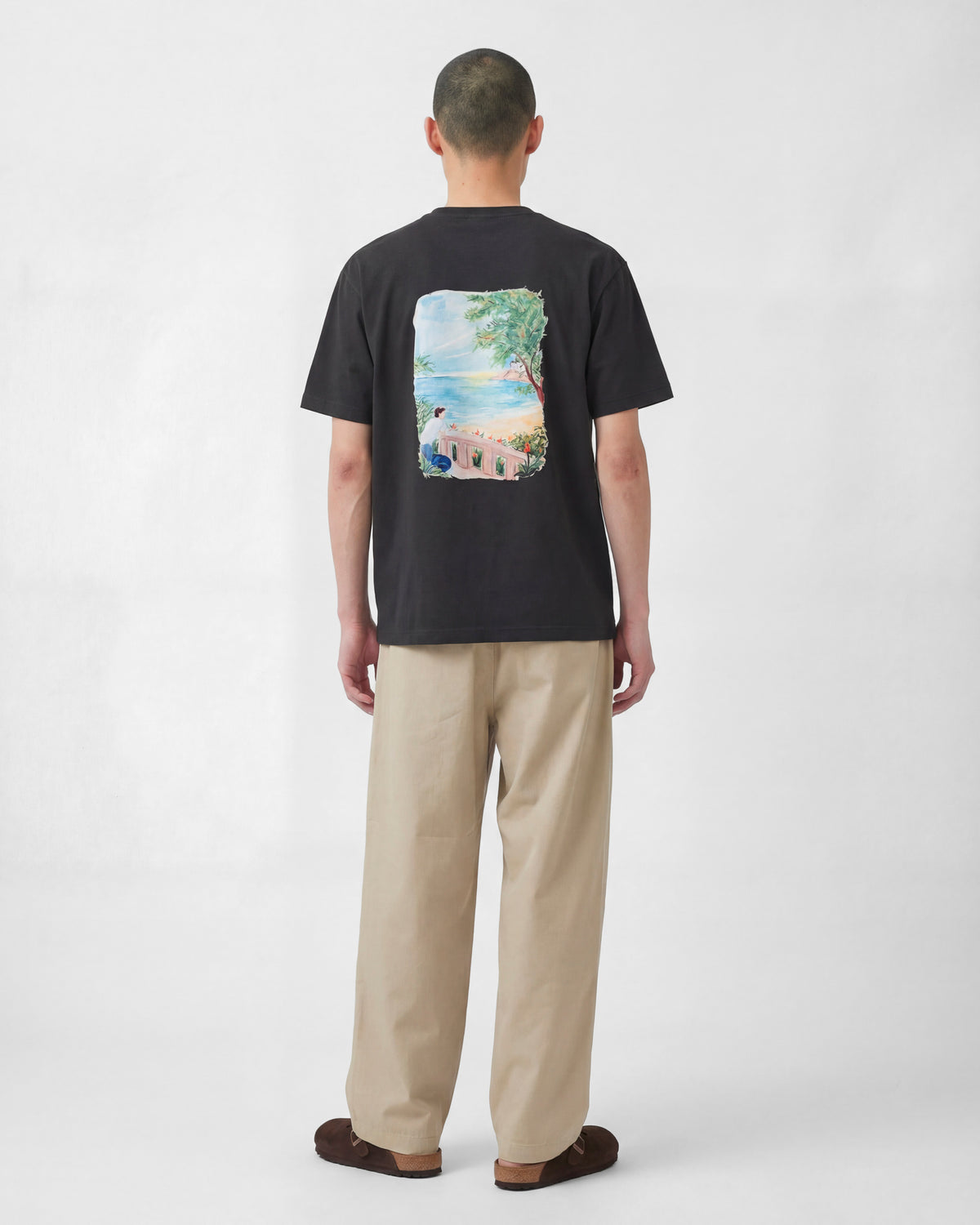 "La Côte" Printed Tee - Washed Black - COLTESSE - TEE